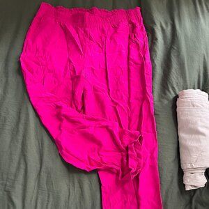 Pink, flowy, lightweight pants, Size XL